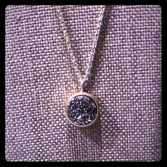 Jewelry - Druzy Charcoal Gray and Gold Necklace